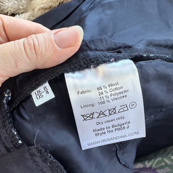 Iris and Ink High Waisted Tweed Pleated Wool Multi Coloured Culottes Size 4 - Picture 10 of 11